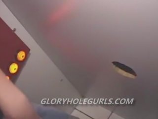 Fresh teen works the gloryhole and she is excited to suck strangers cocks